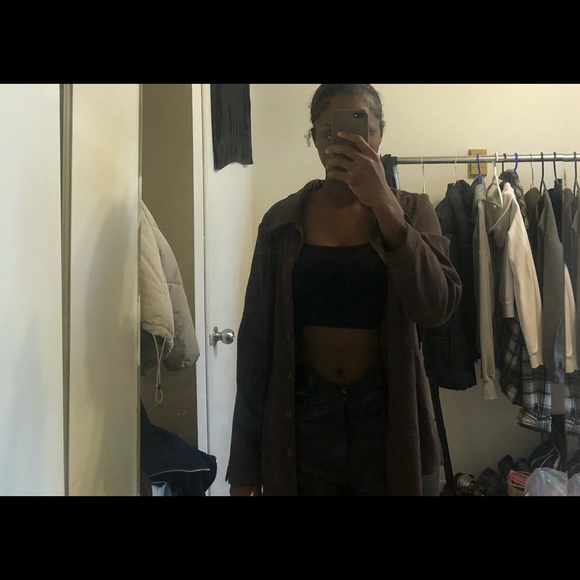 Brown suede button up - Picture 1 of 4